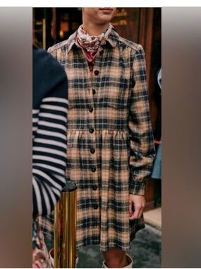 Sézane Leana Mini Wool Plaid Dress in Carreaux Brooklyn - EU/34 - US/2